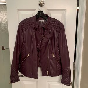 Calvin Klein faux Moto leather jacket. Size large. Only worn once.